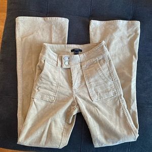 Beige corduroy flare pants